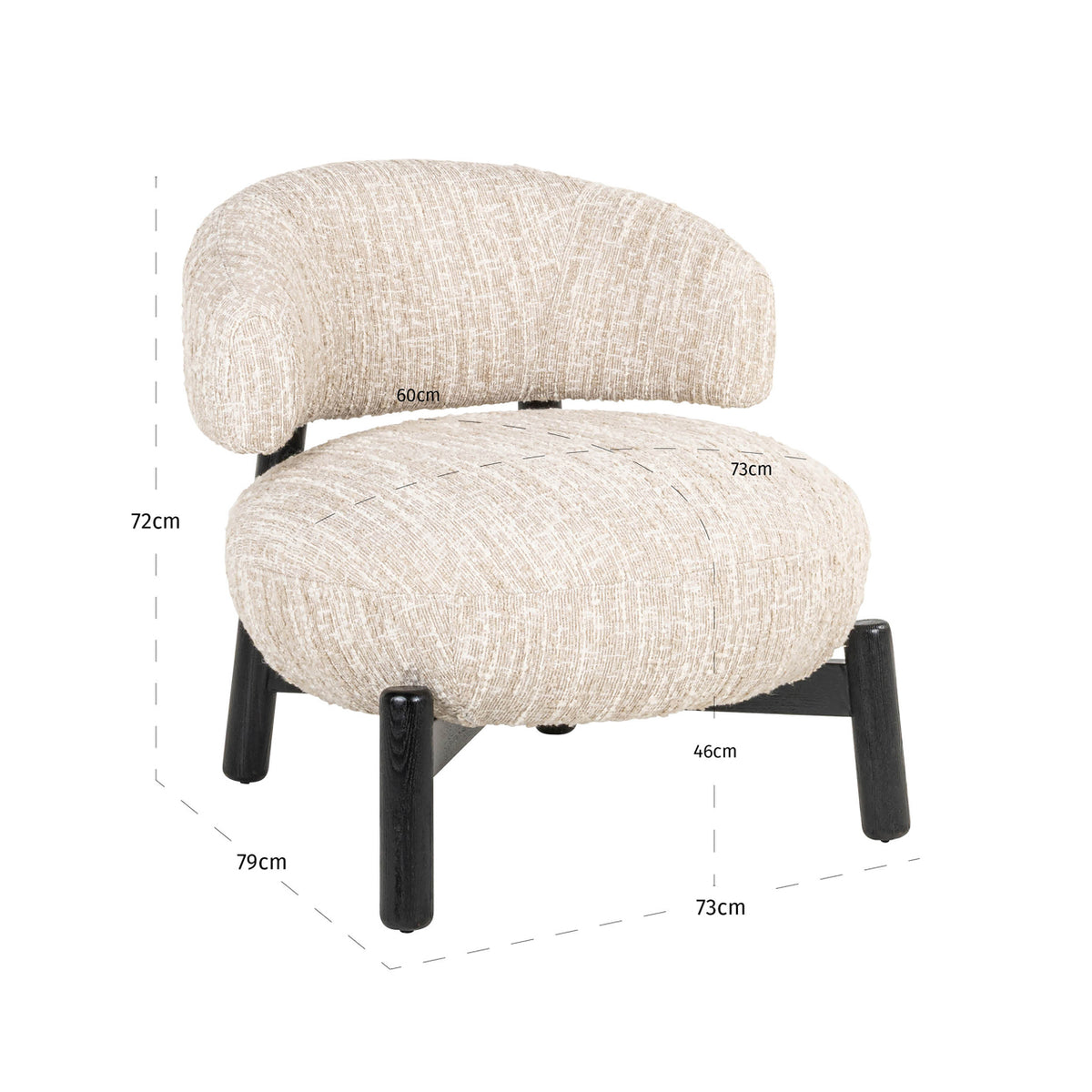 Lounge chair Ornella beige angora