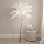 Angelina Premium Cream & Gold Feather Floor Lamp