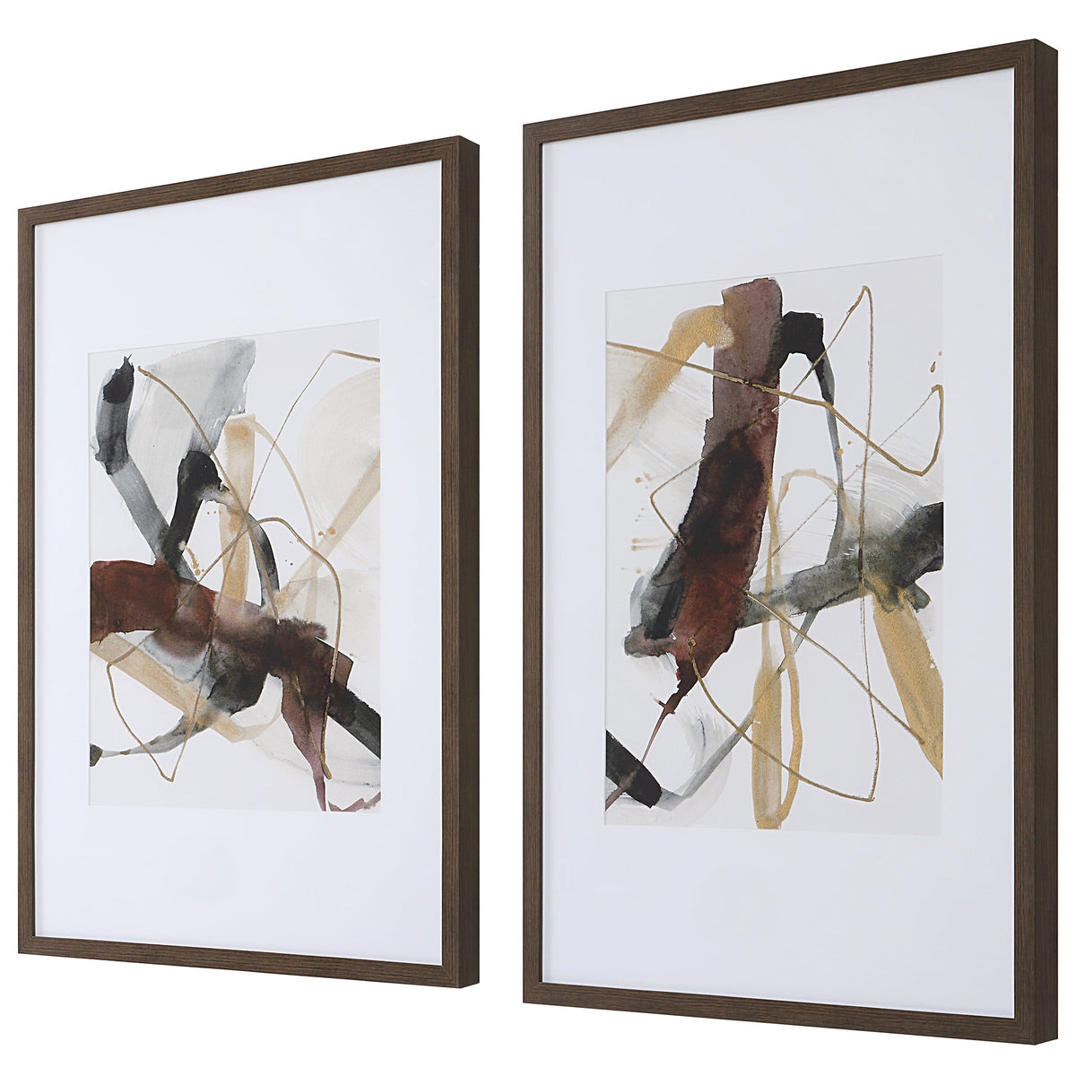 Burgundy Interjection Abstract Prints, Set/2