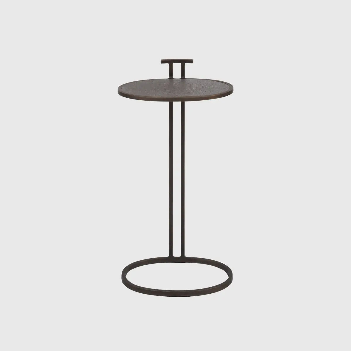 Arunya Oval Cocktail Table Dorato and Grey Shagreen Leather
