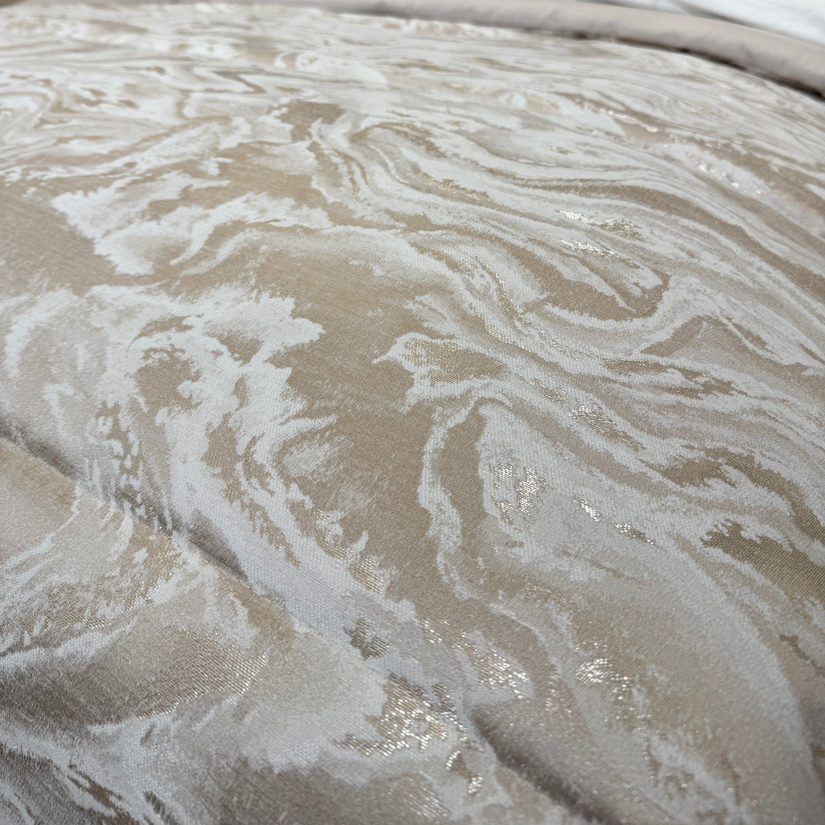 Aurora Luxury Cream & Taupe Marble Effect Bedspread