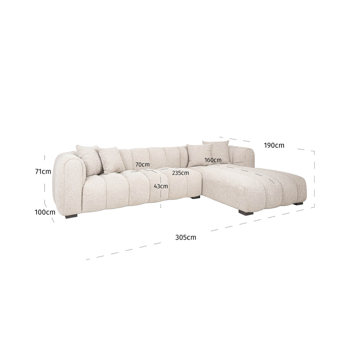 Sofa Novaro natural fancy lounge right