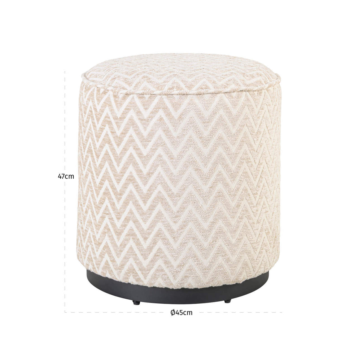Pouffe & Footstool Lexie beige chevron  45Ø
