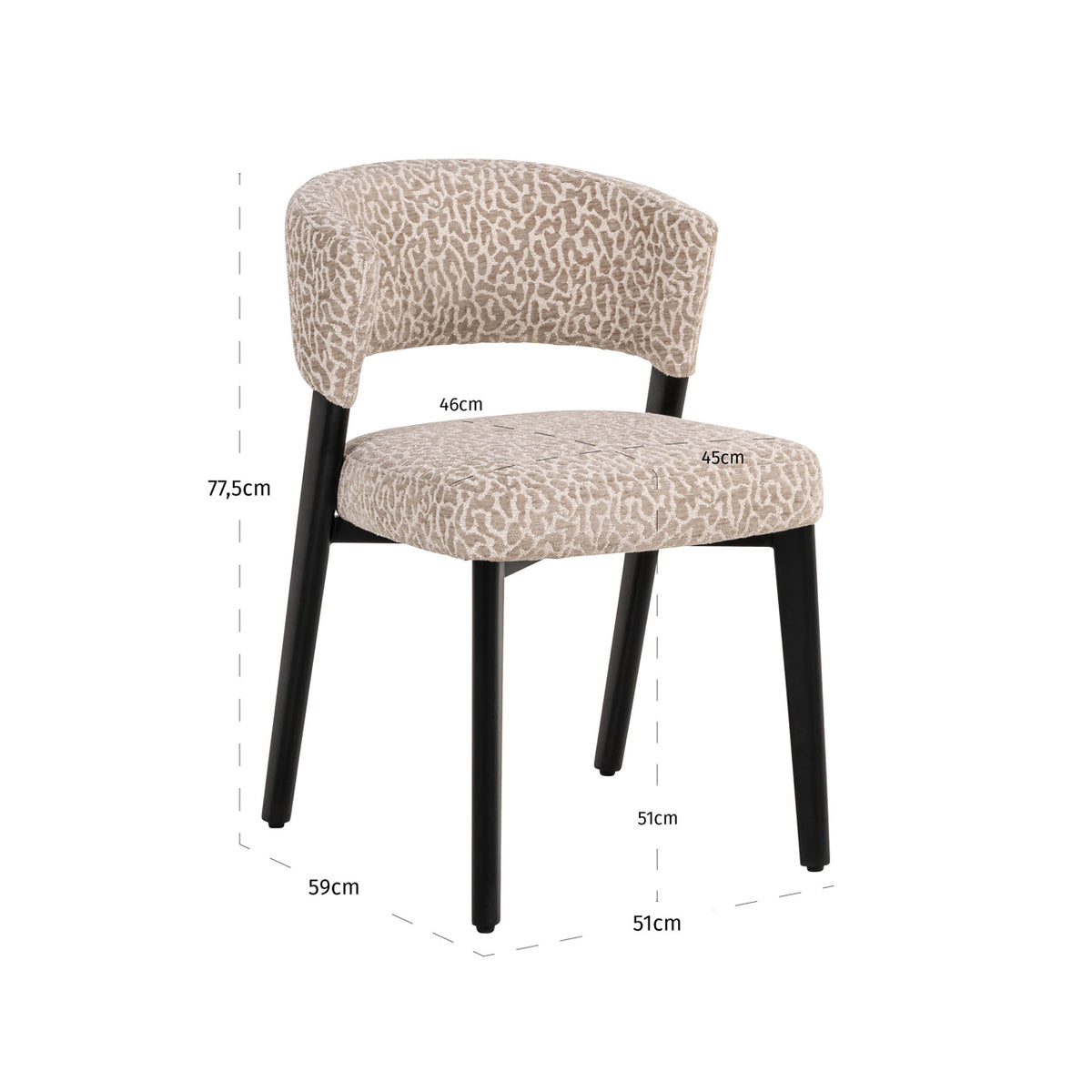Dining chair Zeno beige leopard