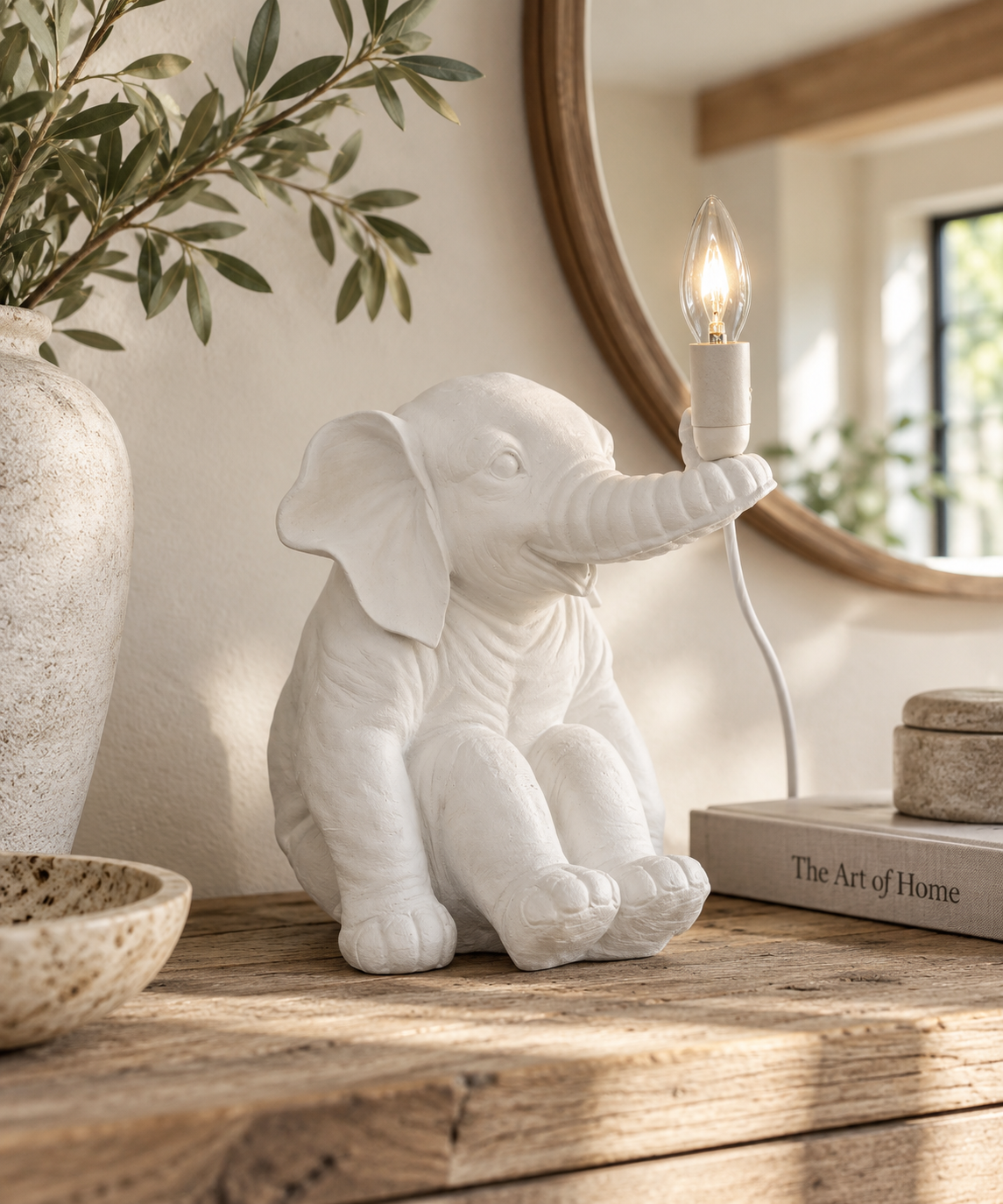Farold White Elephant Table Lamp