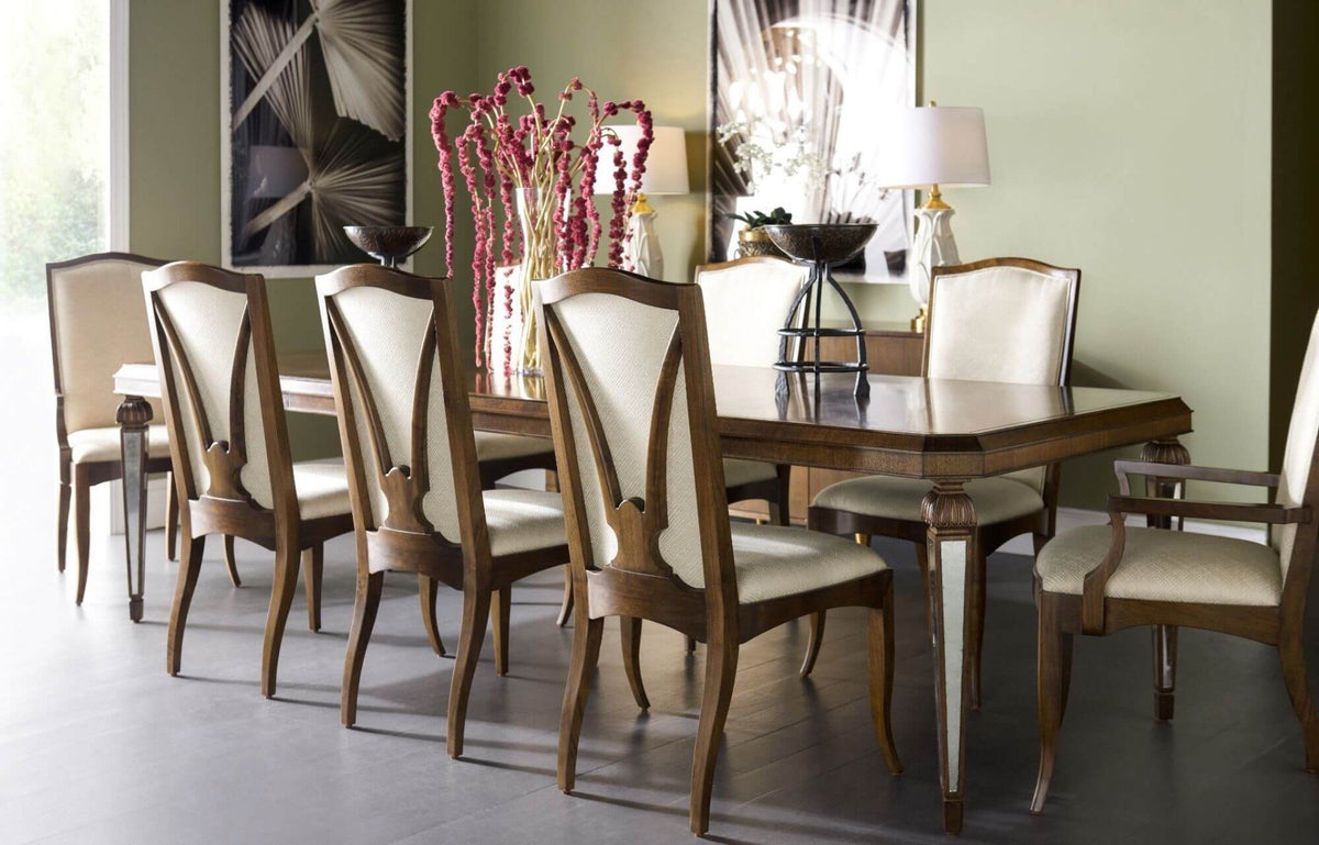 Berkley Walnut & Antique Mirror Dining Table 182-295cm