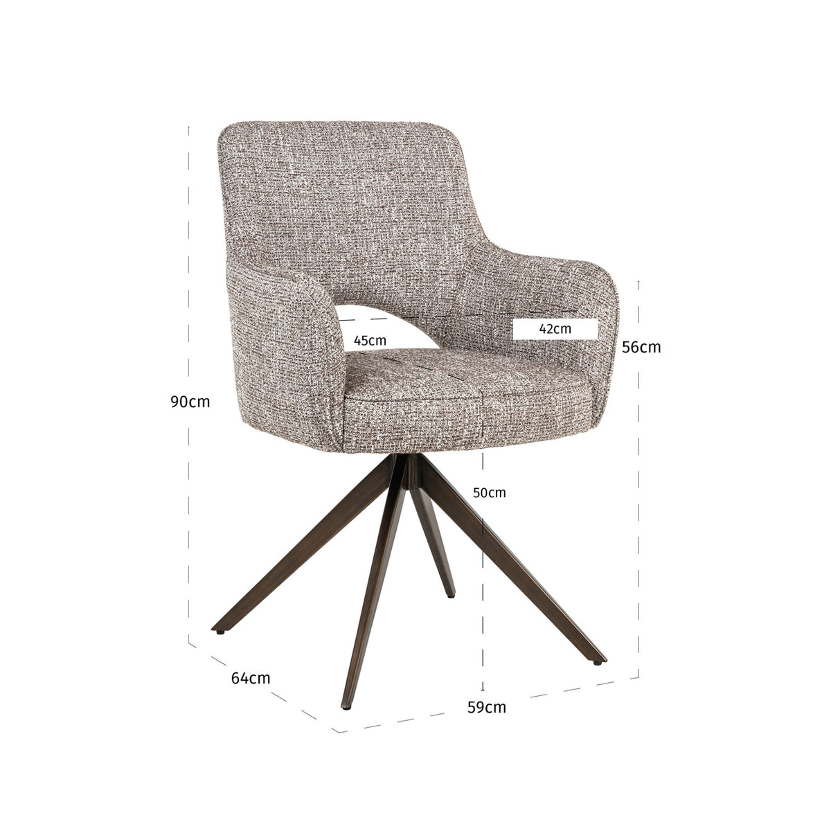 Dining chair Ginerva earth tweed swivel