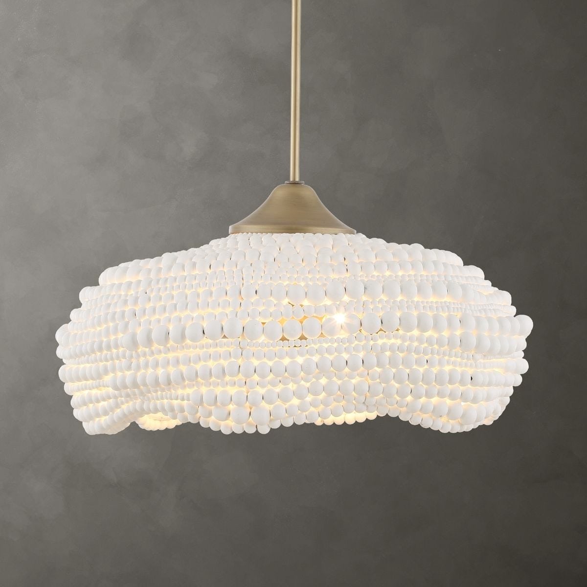 Biddeford White Beaded 5-Light Pendant
