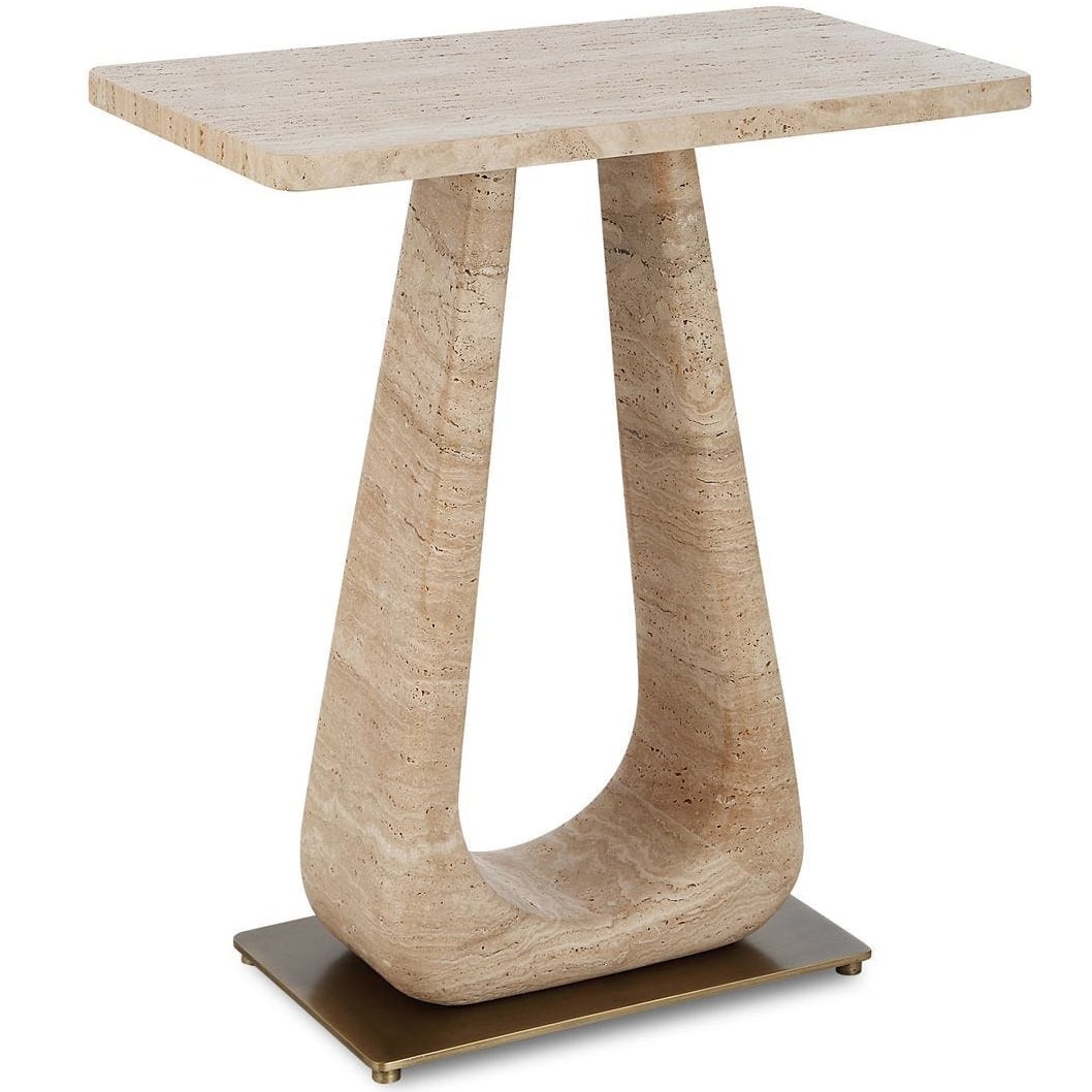 About Turn Side Table in Travertine
