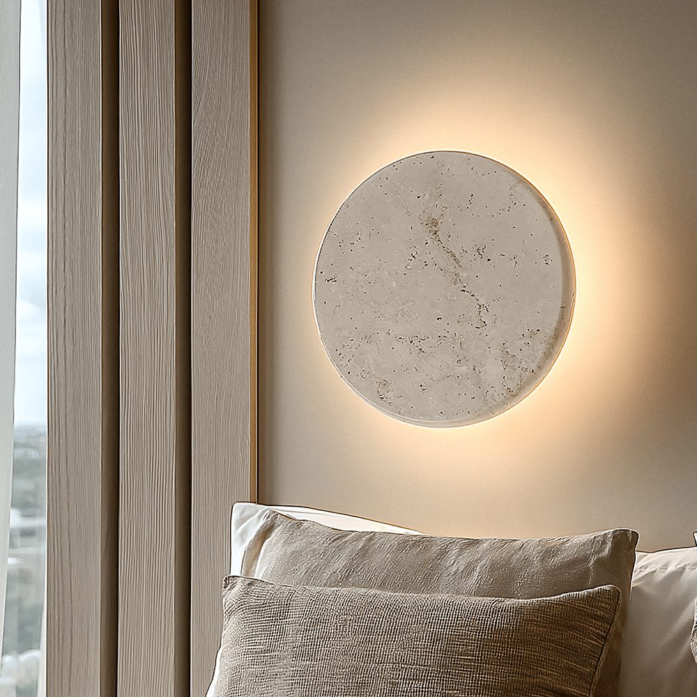 Blanco Medium Round Marble Backlit Wall Light