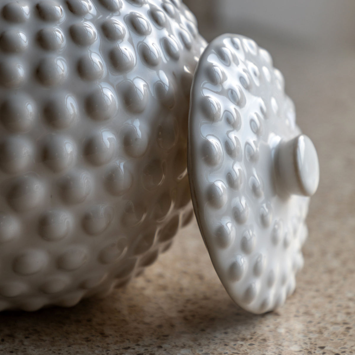 Bodhi Accessories Alba Beaded Trinket Jar White Large House of Isabella UK