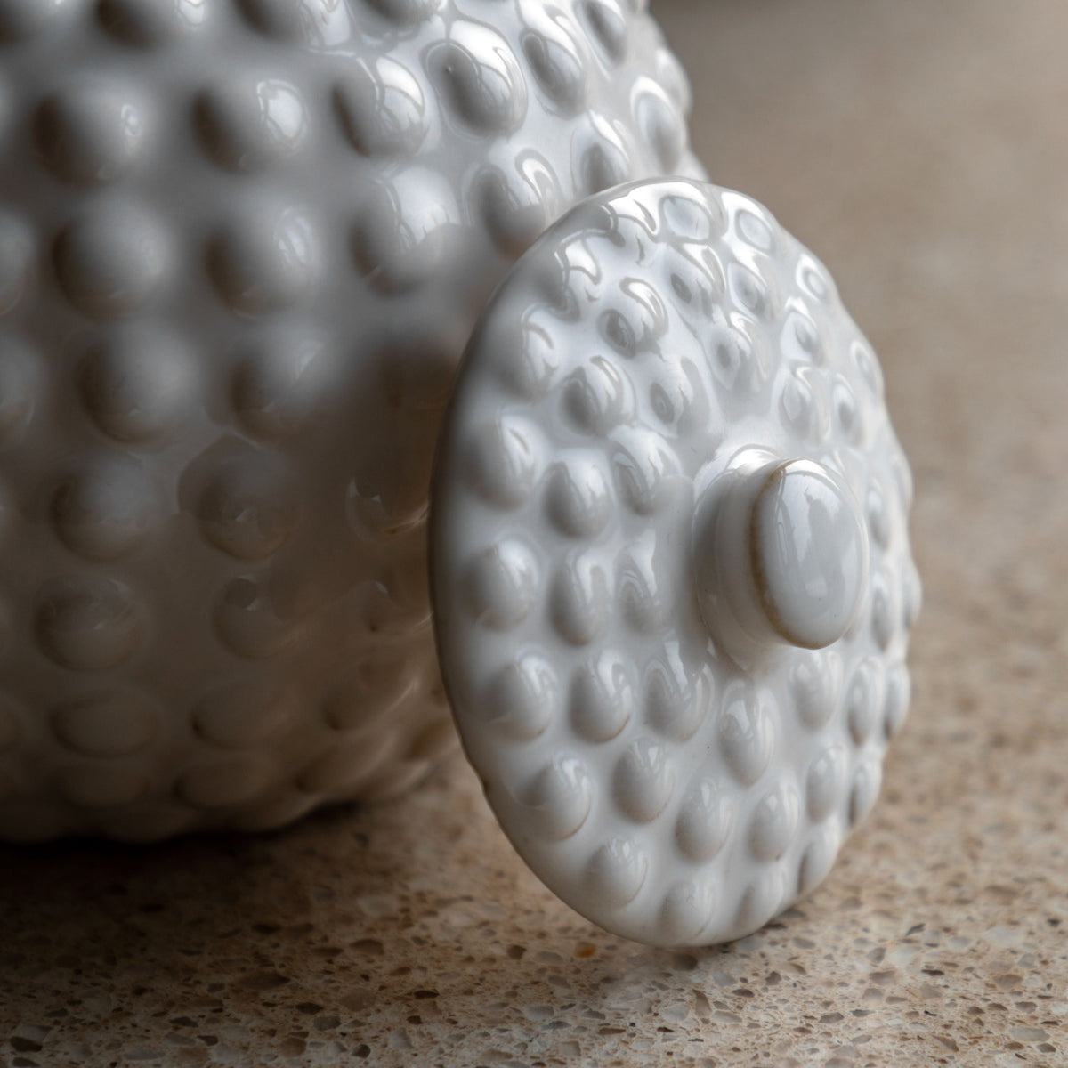 Bodhi Accessories Alba Beaded Trinket Jar White Small House of Isabella UK