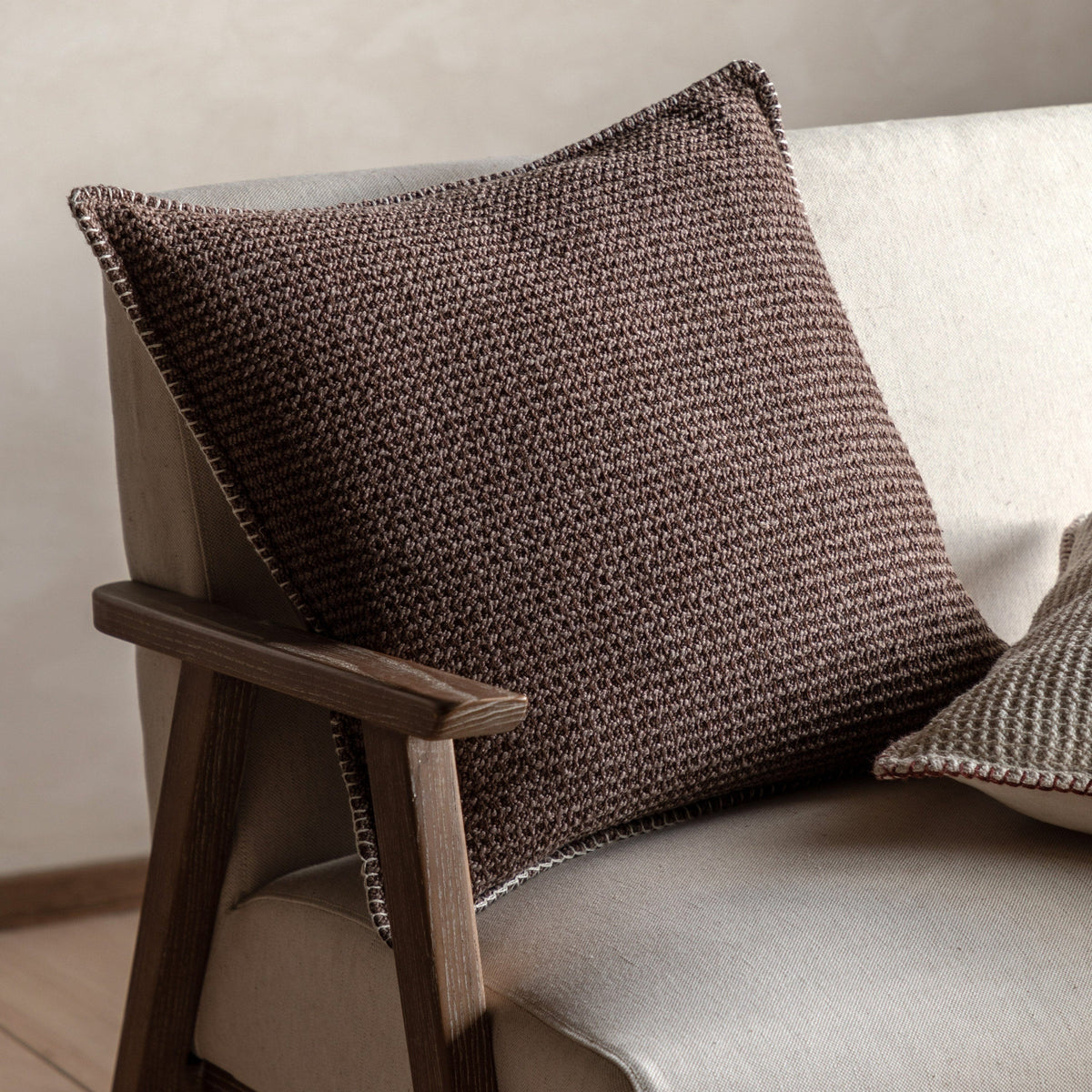 Bodhi Accessories Alder Textured Cushion Brown House of Isabella UK