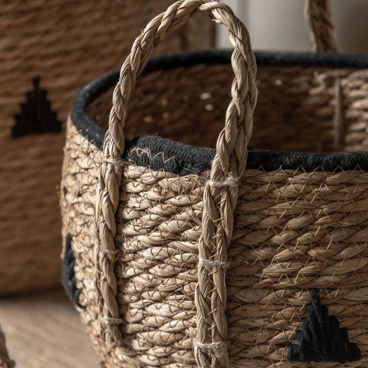 Bodhi Accessories Alid Baskets Natural & Black Set of 3 House of Isabella UK
