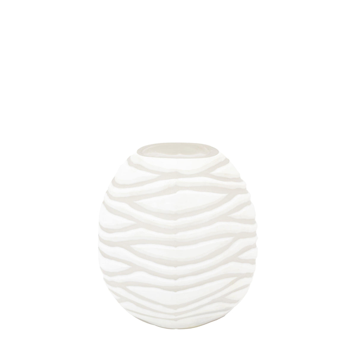 Bodhi Accessories Anclo Handblown Carved Glass Vase White Small House of Isabella UK