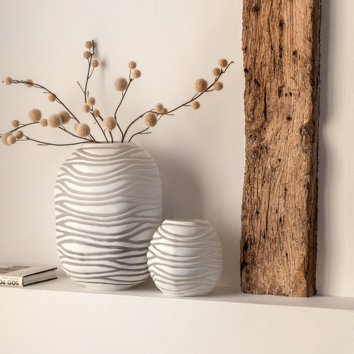 Bodhi Accessories Anclo Handblown Carved Glass Vase White Small House of Isabella UK