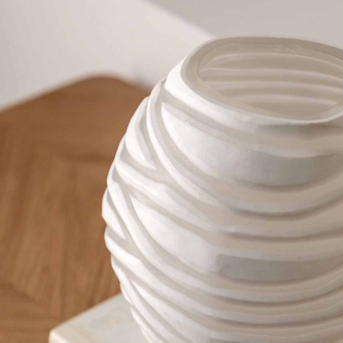 Bodhi Accessories Anclo Handblown Carved Glass Vase White Small House of Isabella UK