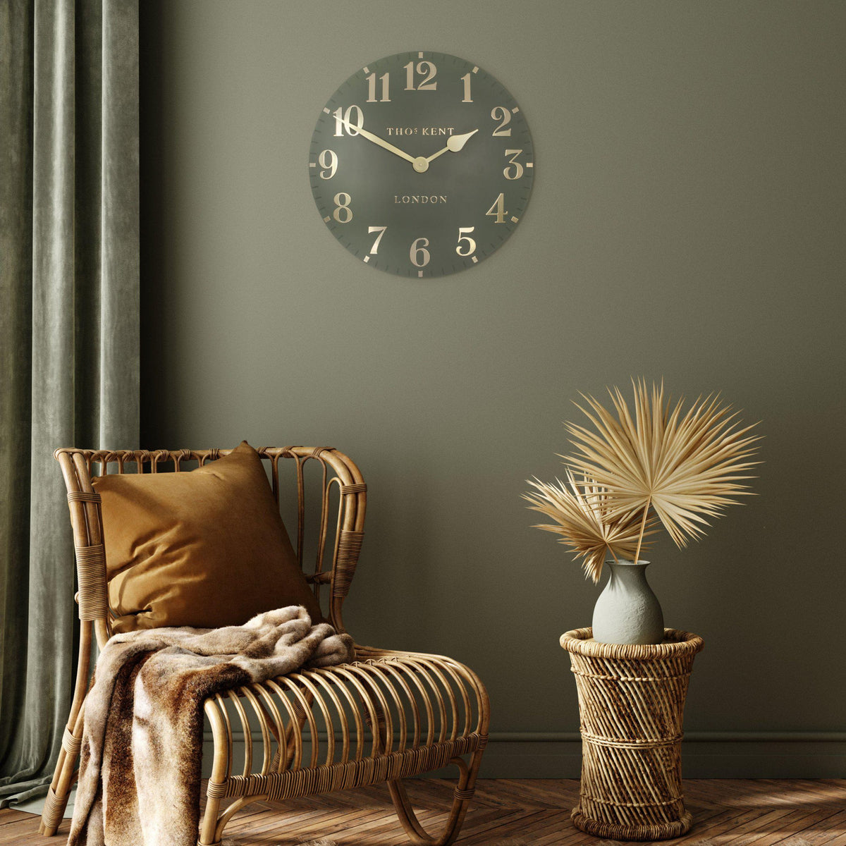Bodhi Accessories Arabic Wall Clock Lichen Green House of Isabella UK