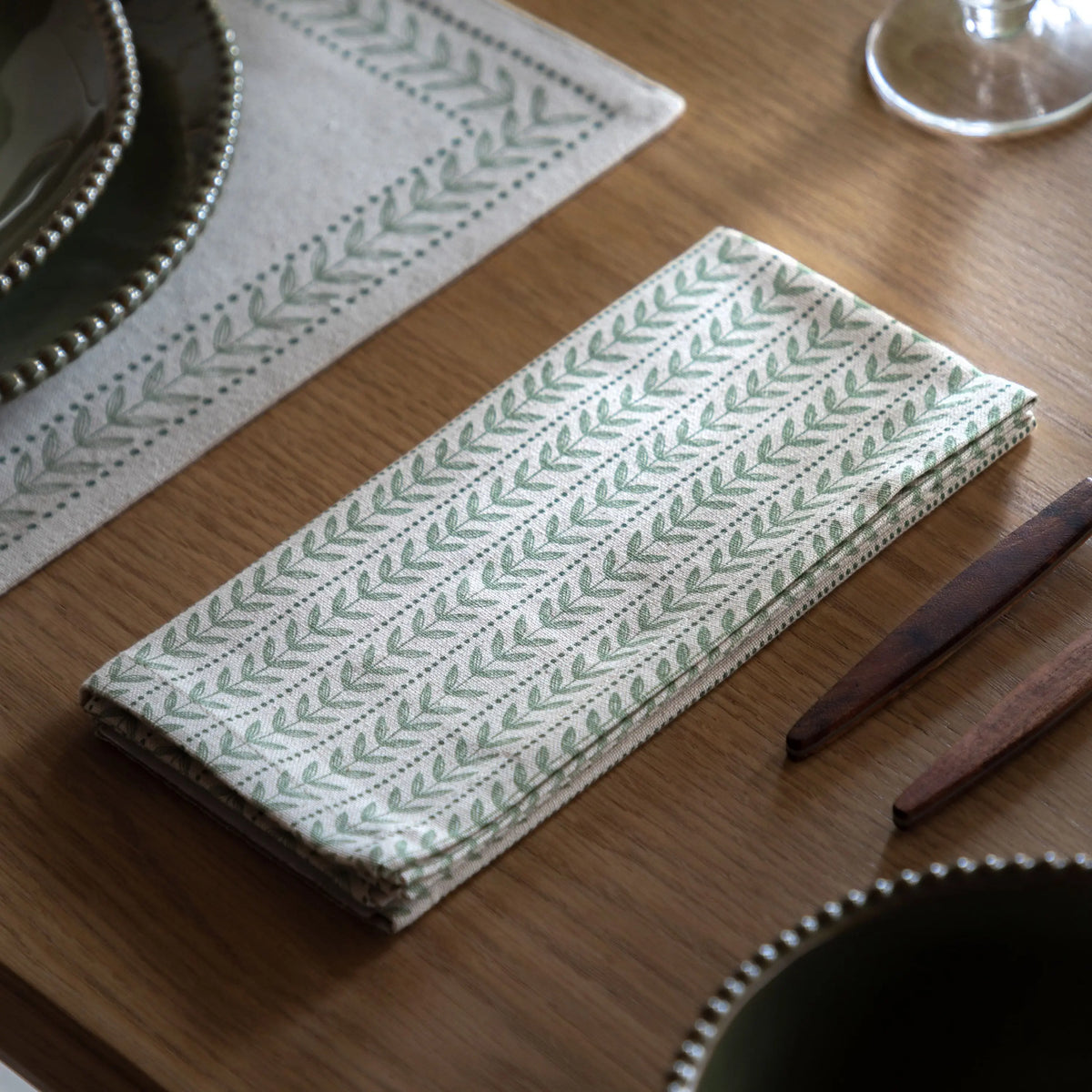 Bodhi Accessories Arbor Leaf Napkins Natural 4pk House of Isabella UK