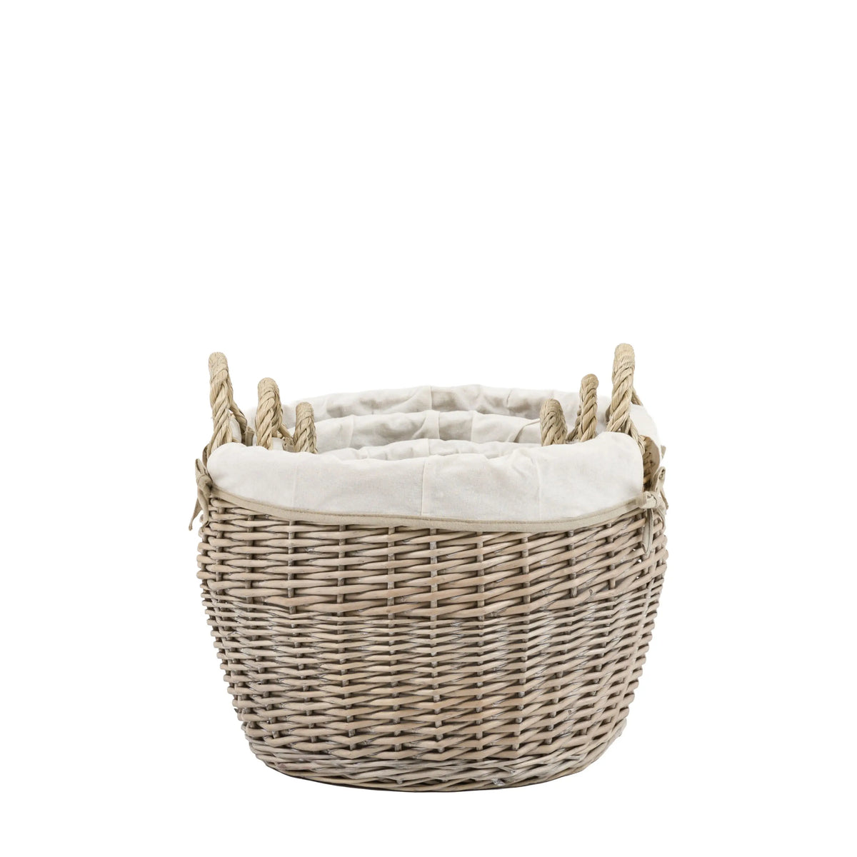 Aro Round Lined Baskets Natural Set of 3