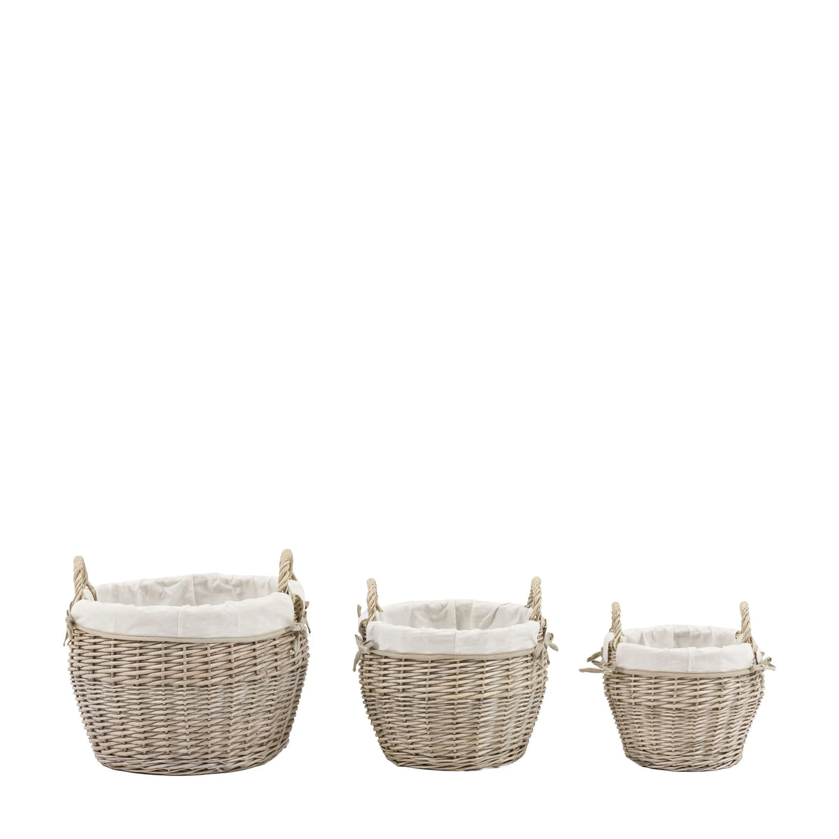 Bodhi Accessories Aro Round Lined Baskets Natural Set of 3 House of Isabella UK