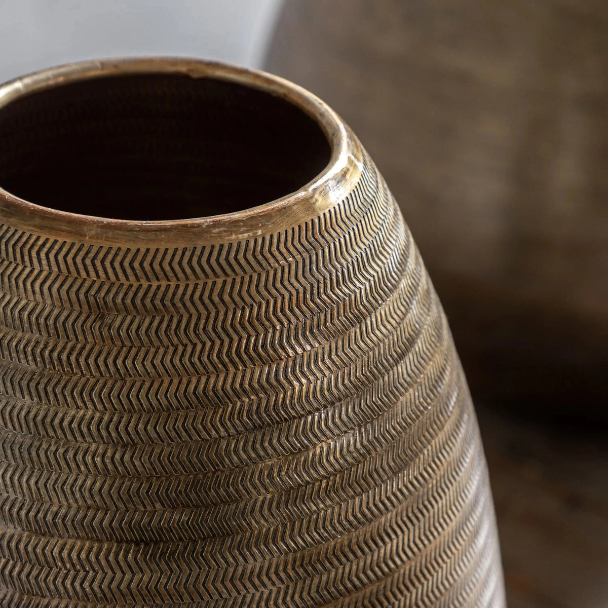 Bodhi Accessories Artistic Aluminium Tall Vase Arrow Antique Brass House of Isabella UK