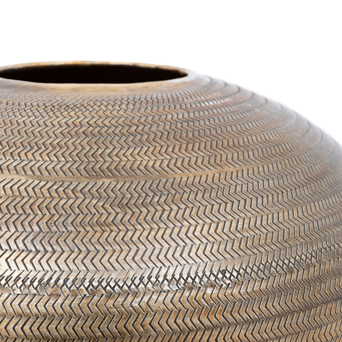 Bodhi Accessories Artistic Aluminium Wide Vase Arrow Antique Brass House of Isabella UK