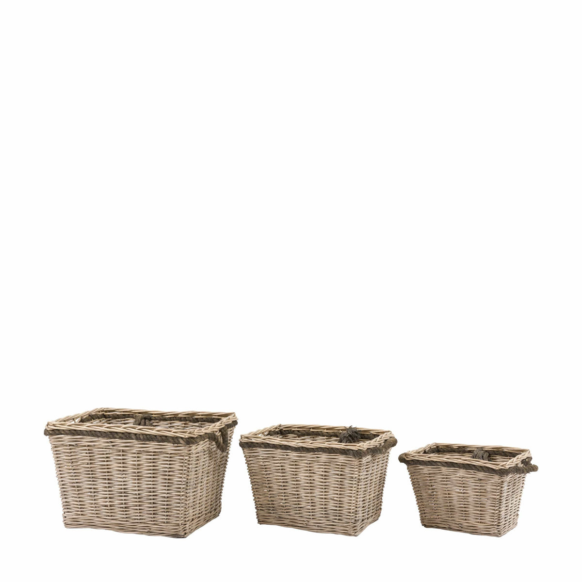 Bodhi Accessories Aspen Woven Log Basket Natural Set of 3 House of Isabella UK
