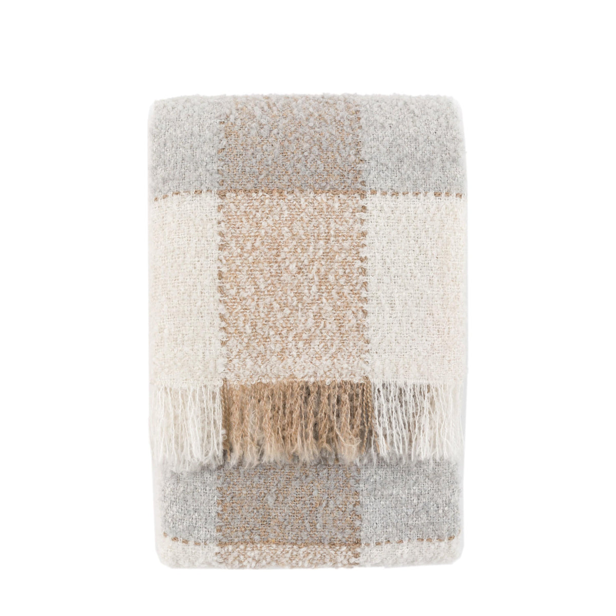 Bodhi Accessories Autumn Check Boucle Throw Natural House of Isabella UK