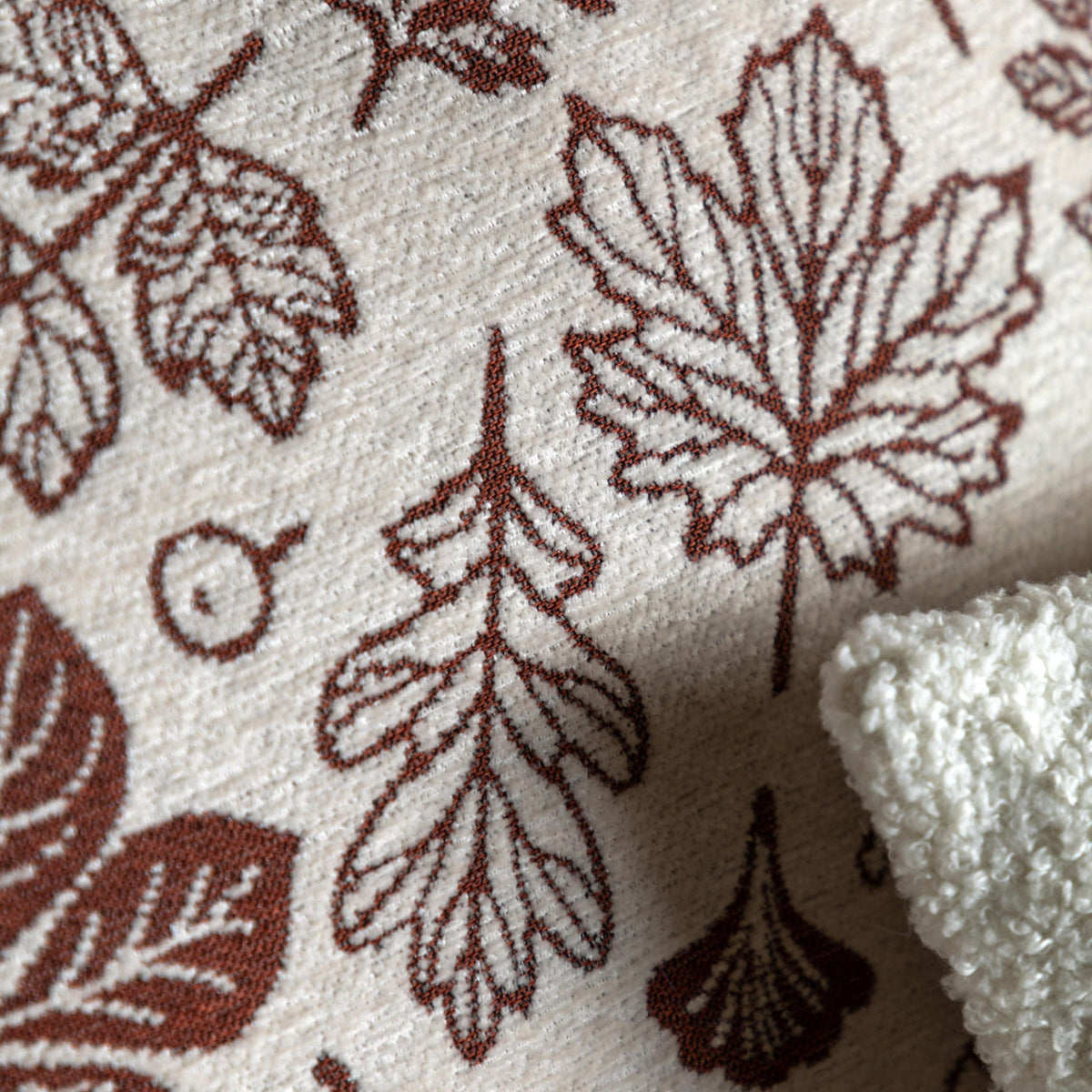 Bodhi Accessories Autumn Leaf Chenille Cushion Rust House of Isabella UK