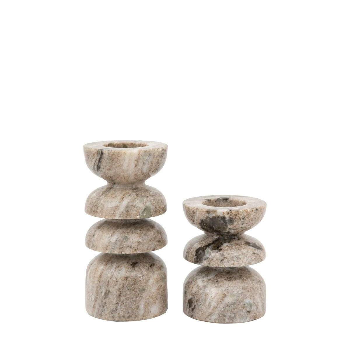 Bodhi Accessories Azuaga Marble Candlestick Sandstone Set of 2 House of Isabella UK