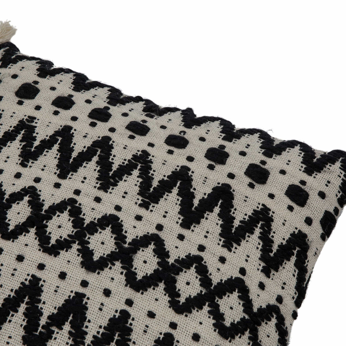 Black & Cream Tufted Cushion.