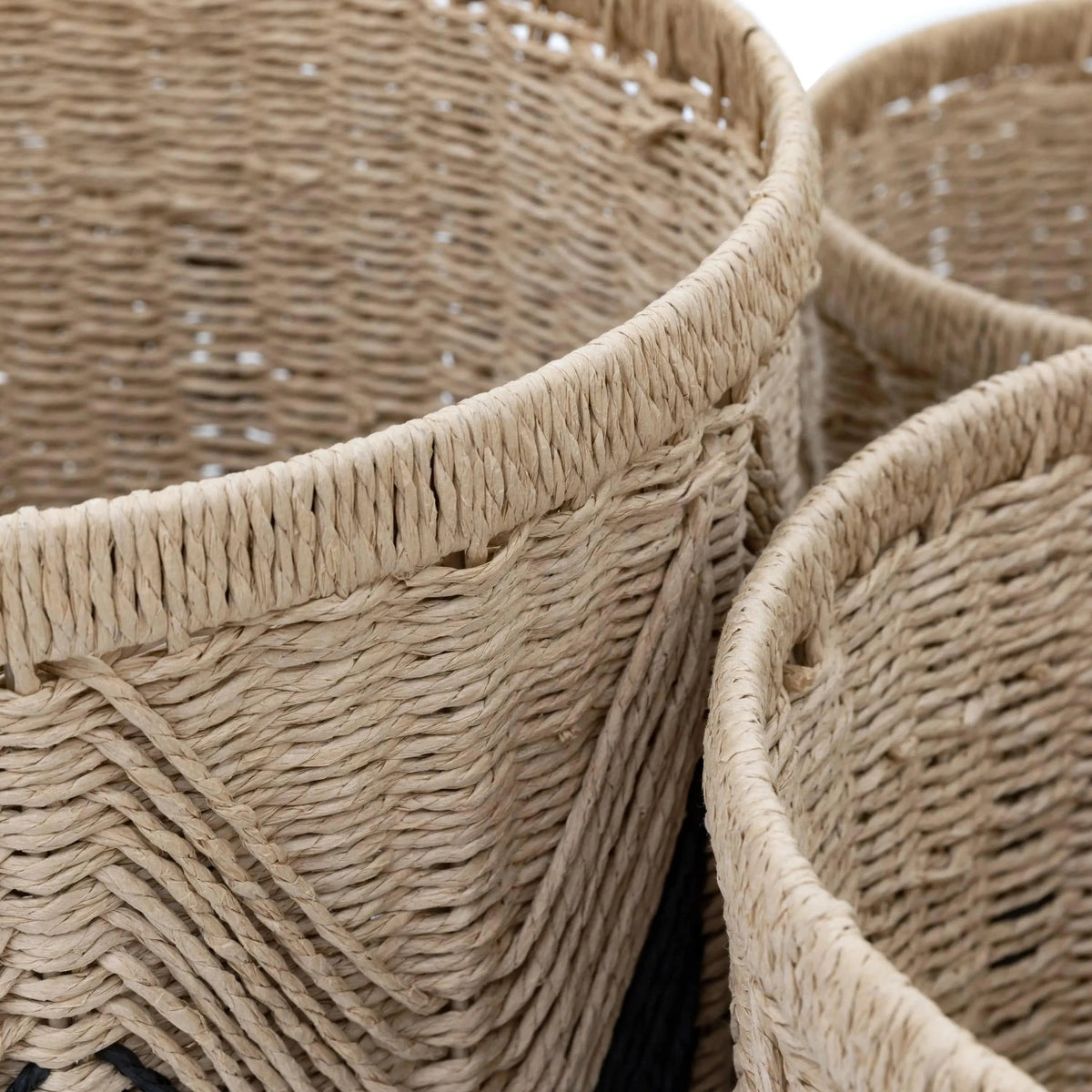 Bodhi Accessories Cameroon Baskets Natural & Black Set of 3 House of Isabella UK