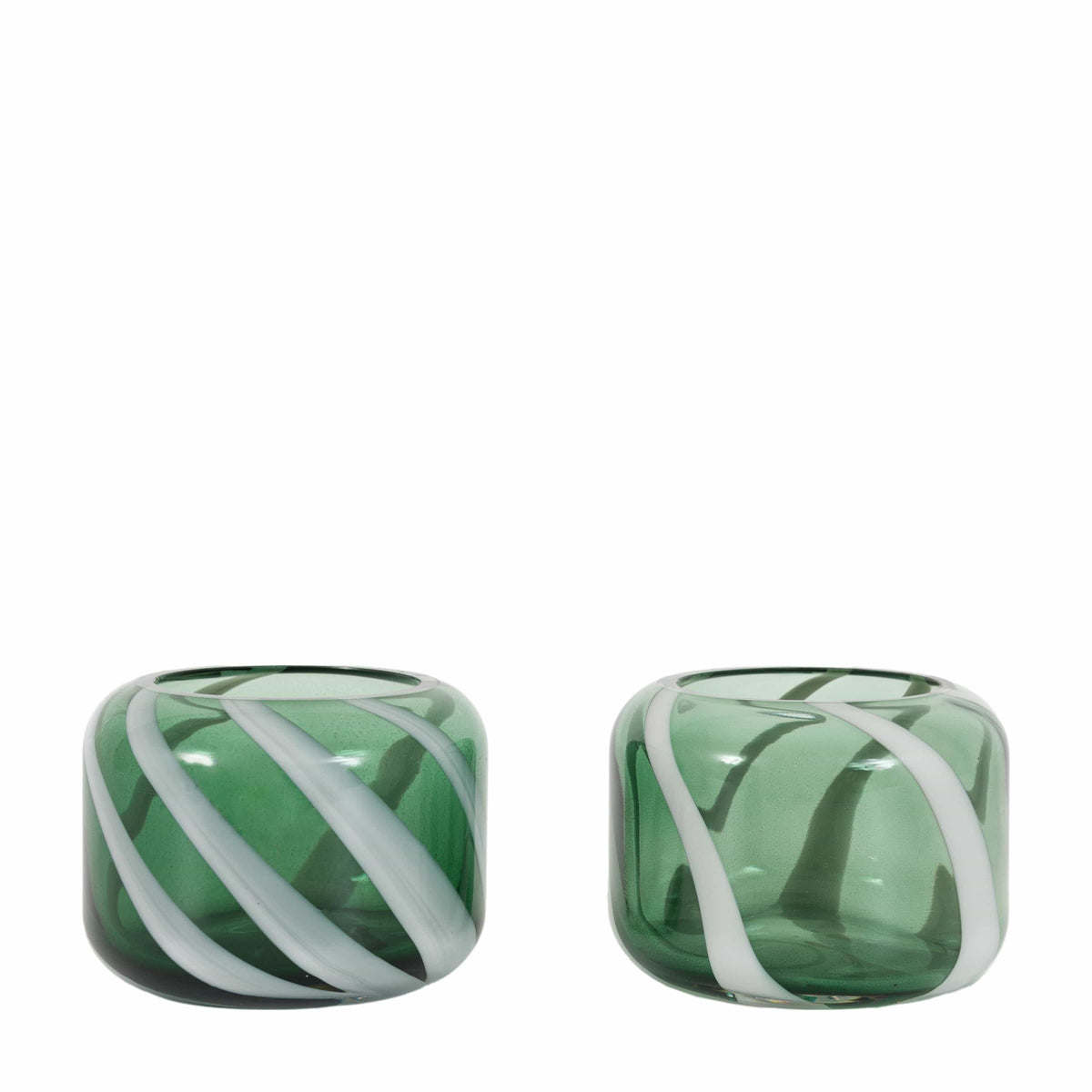 Bodhi Accessories Candy Stripe Tealight Holder Set of 2 Green House of Isabella UK