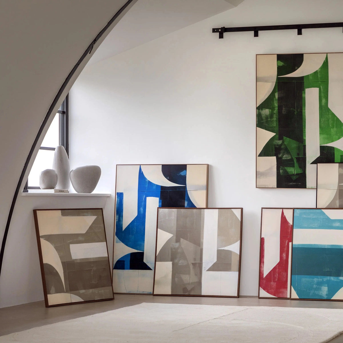 Bodhi Accessories Cemento Abstract Framed Canvas House of Isabella UK