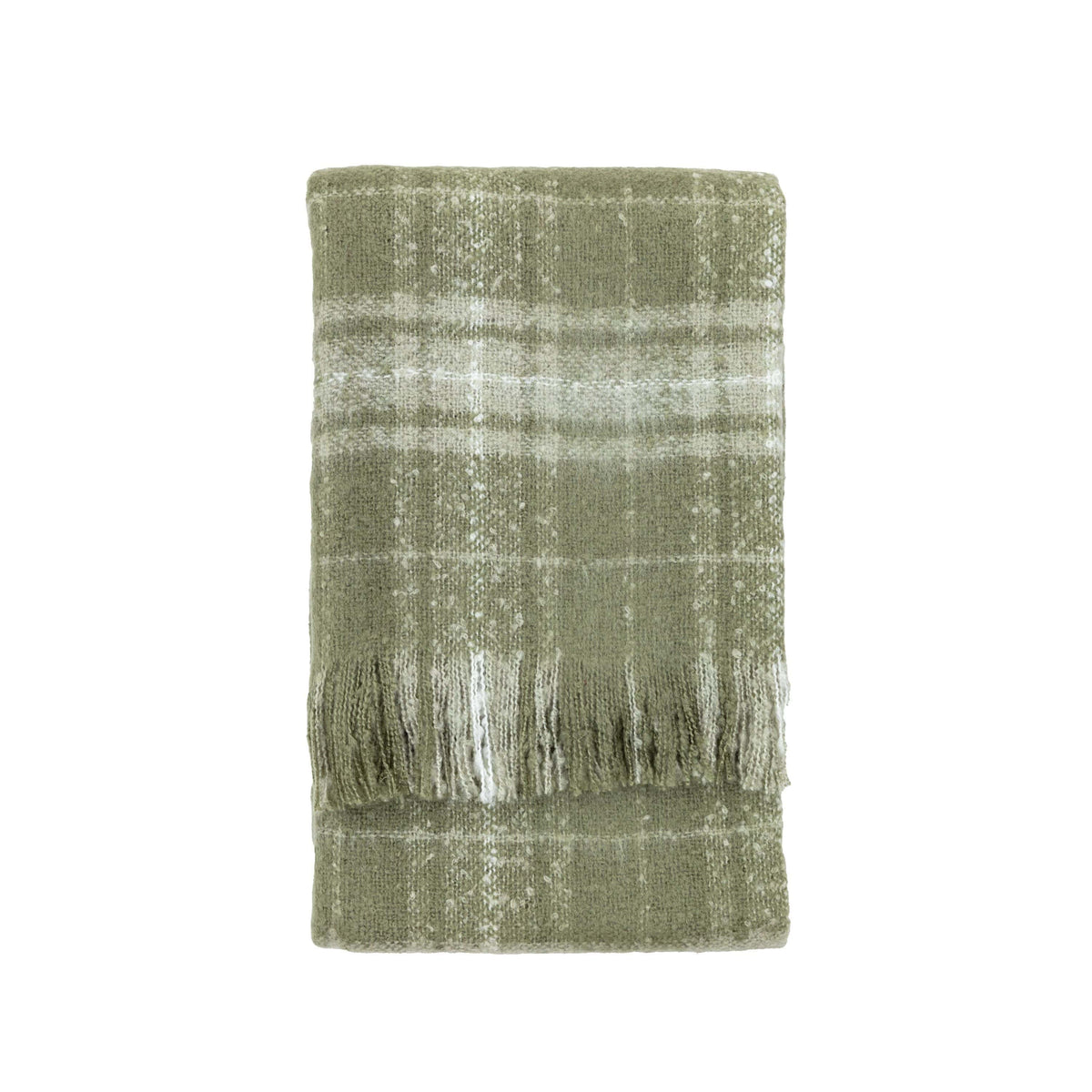 Check Faux Mohair Throw Olive.