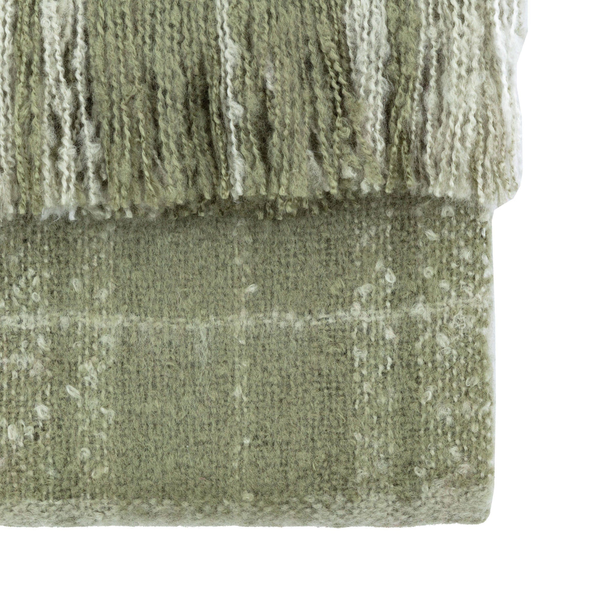 Check Faux Mohair Throw Olive.