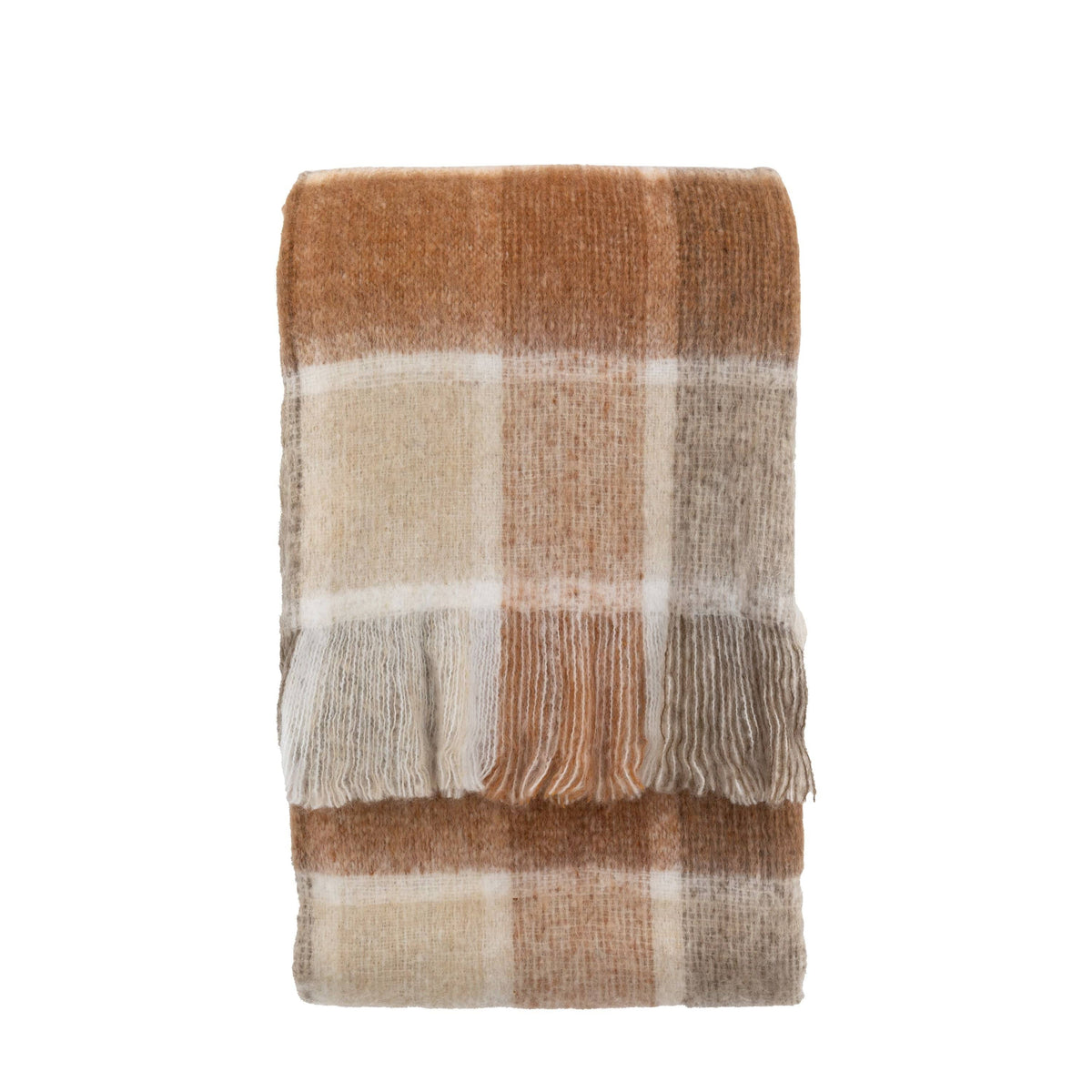 Bodhi Accessories Check Faux Mohair Throw Rust House of Isabella UK