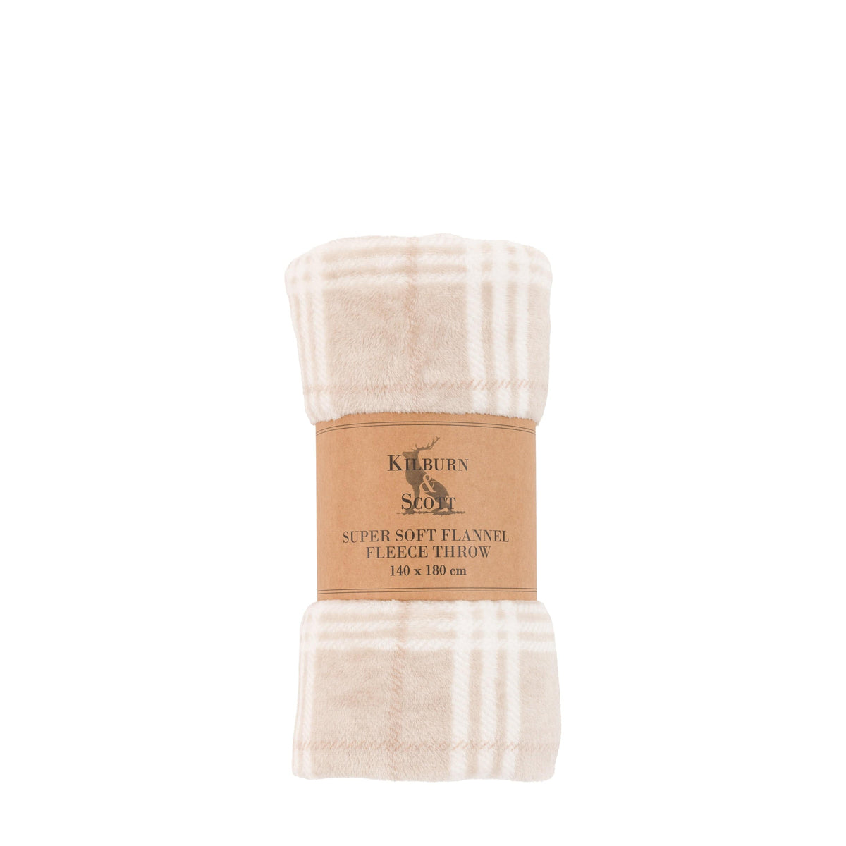 Bodhi Accessories Checkmate Rolled Fleece Almond House of Isabella UK