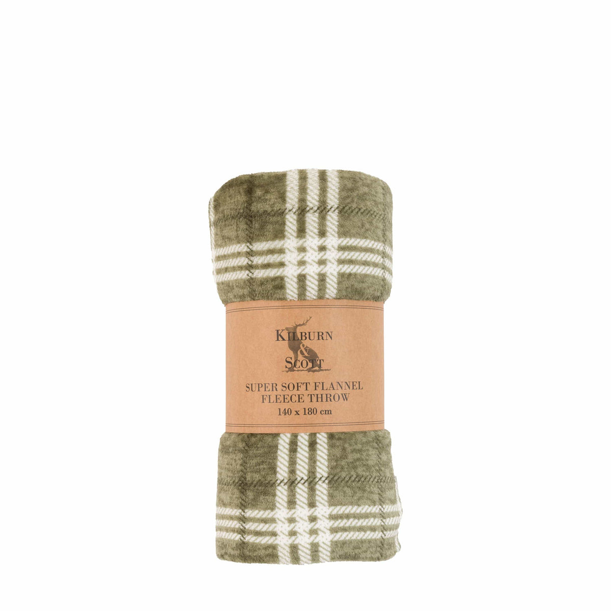 Bodhi Accessories Checkmate Rolled Fleece Olive House of Isabella UK