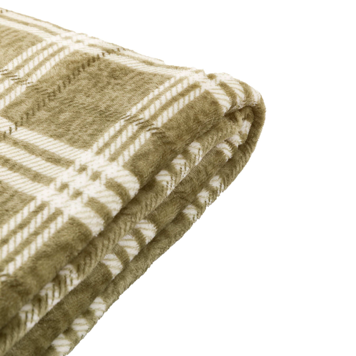 Bodhi Accessories Checkmate Rolled Fleece Olive House of Isabella UK