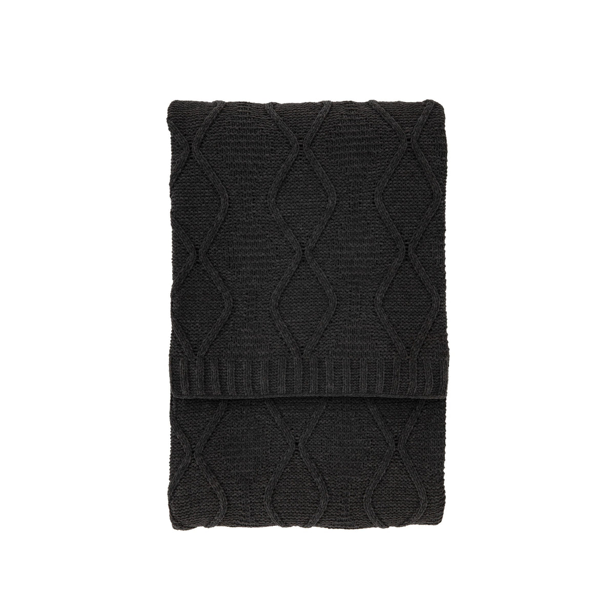 Chenille Cable Throw Grey.