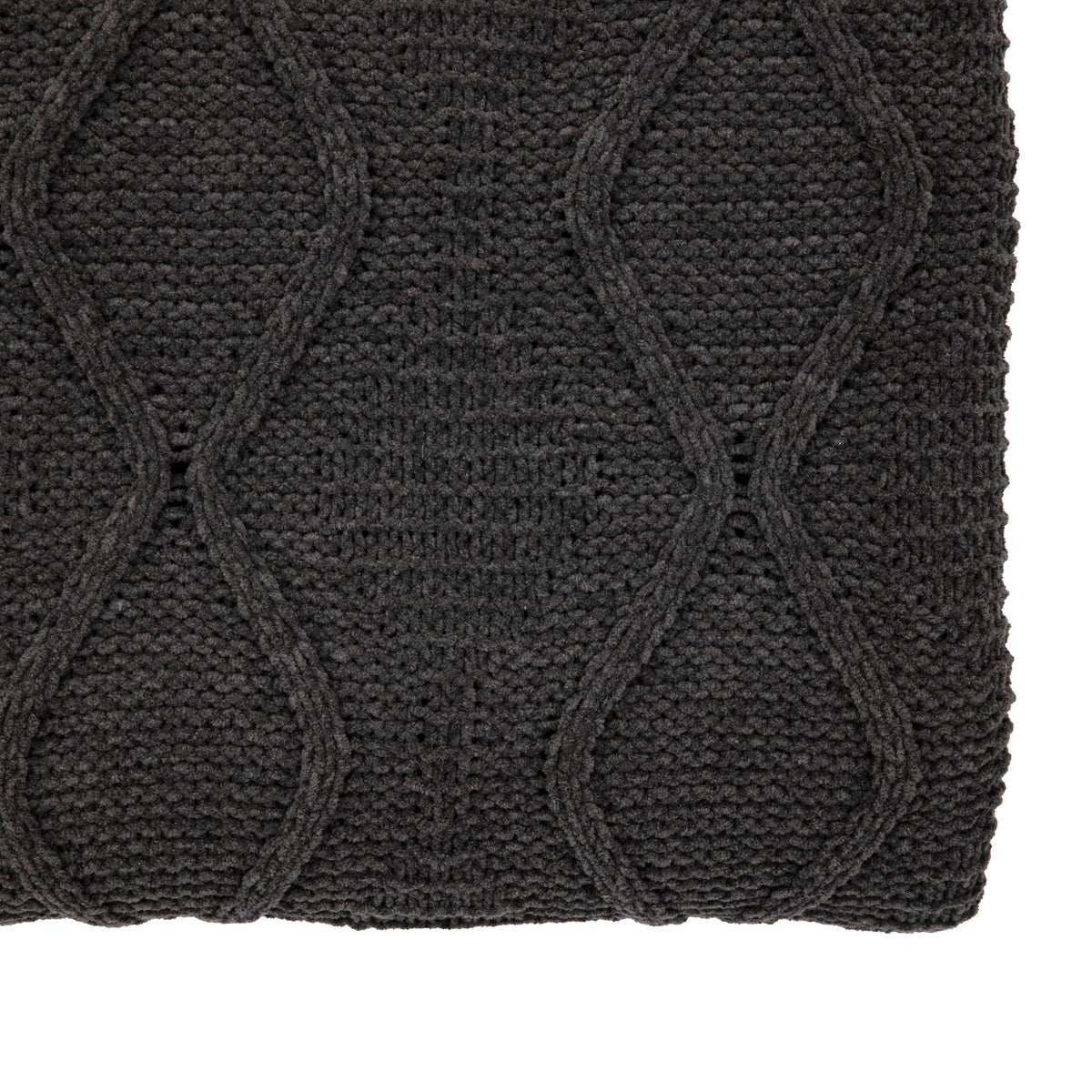 Chenille Cable Throw Grey.