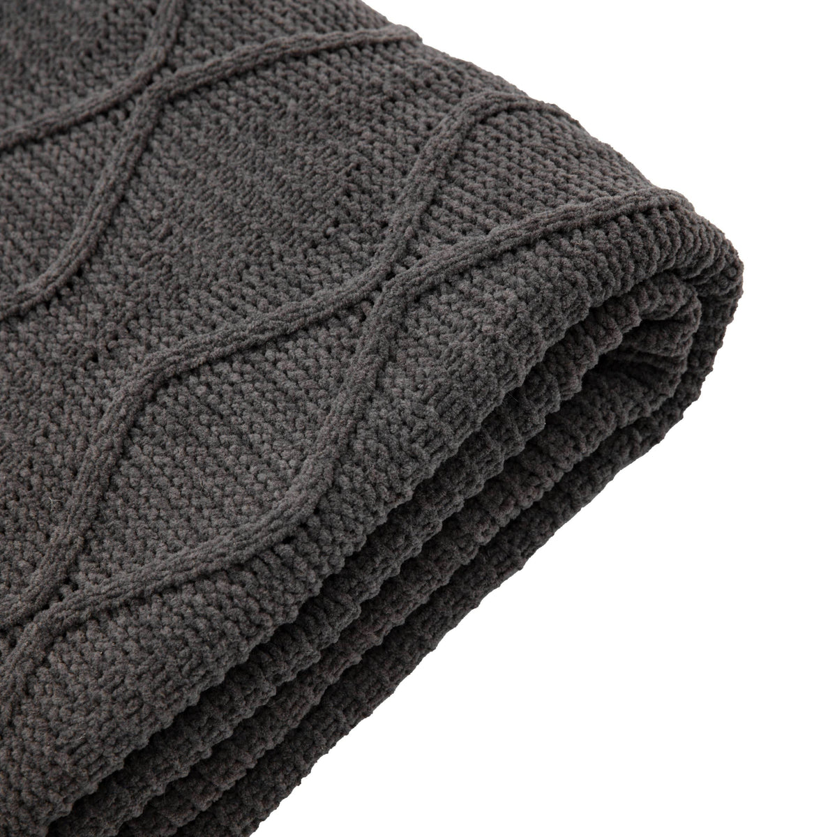 Chenille Cable Throw Grey.