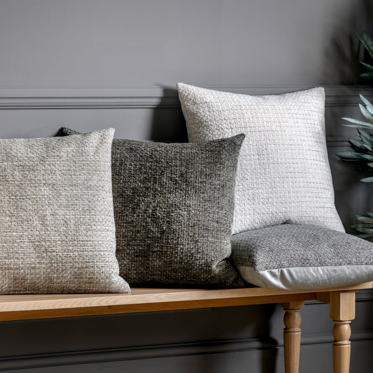 Bodhi Accessories Chenille Cushion Grey House of Isabella UK