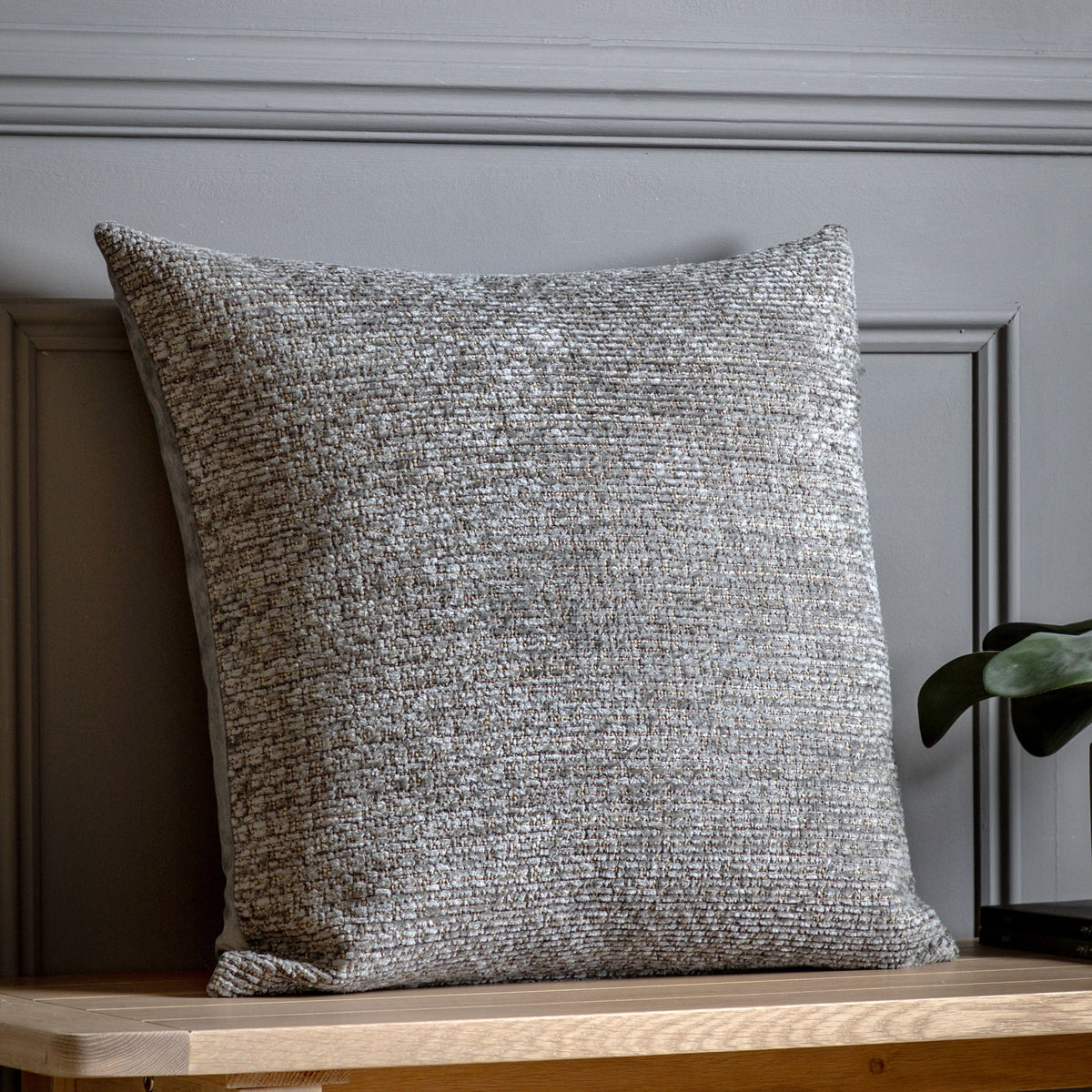 Bodhi Accessories Chenille Cushion Grey House of Isabella UK