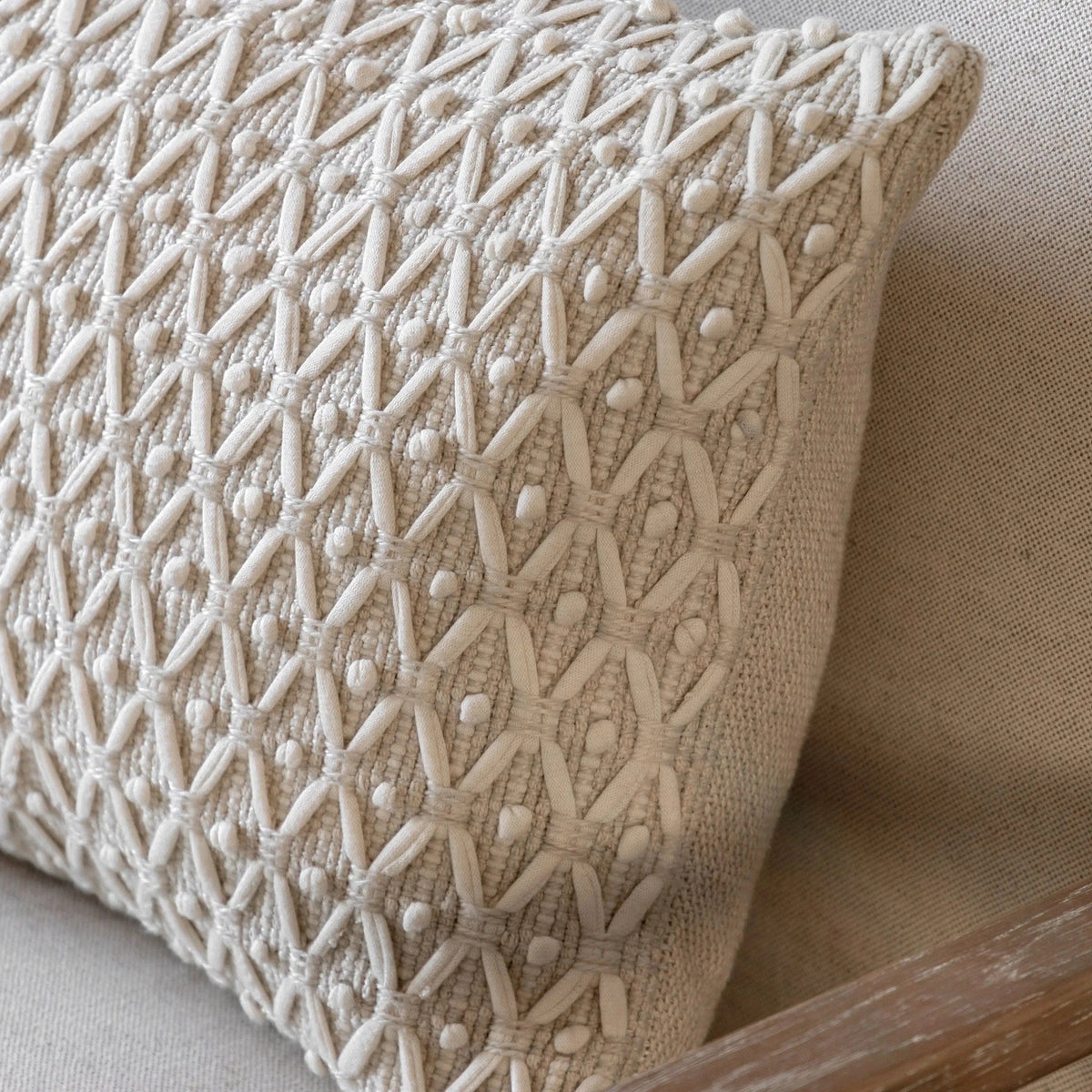 Bodhi Accessories Cheslyn Woven Cushion Cream House of Isabella UK
