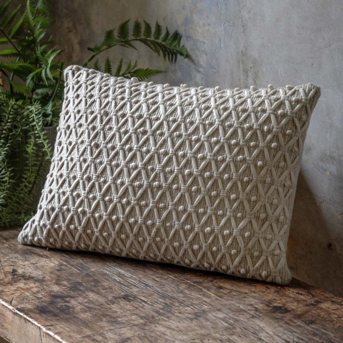 Bodhi Accessories Cheslyn Woven Cushion Cream House of Isabella UK