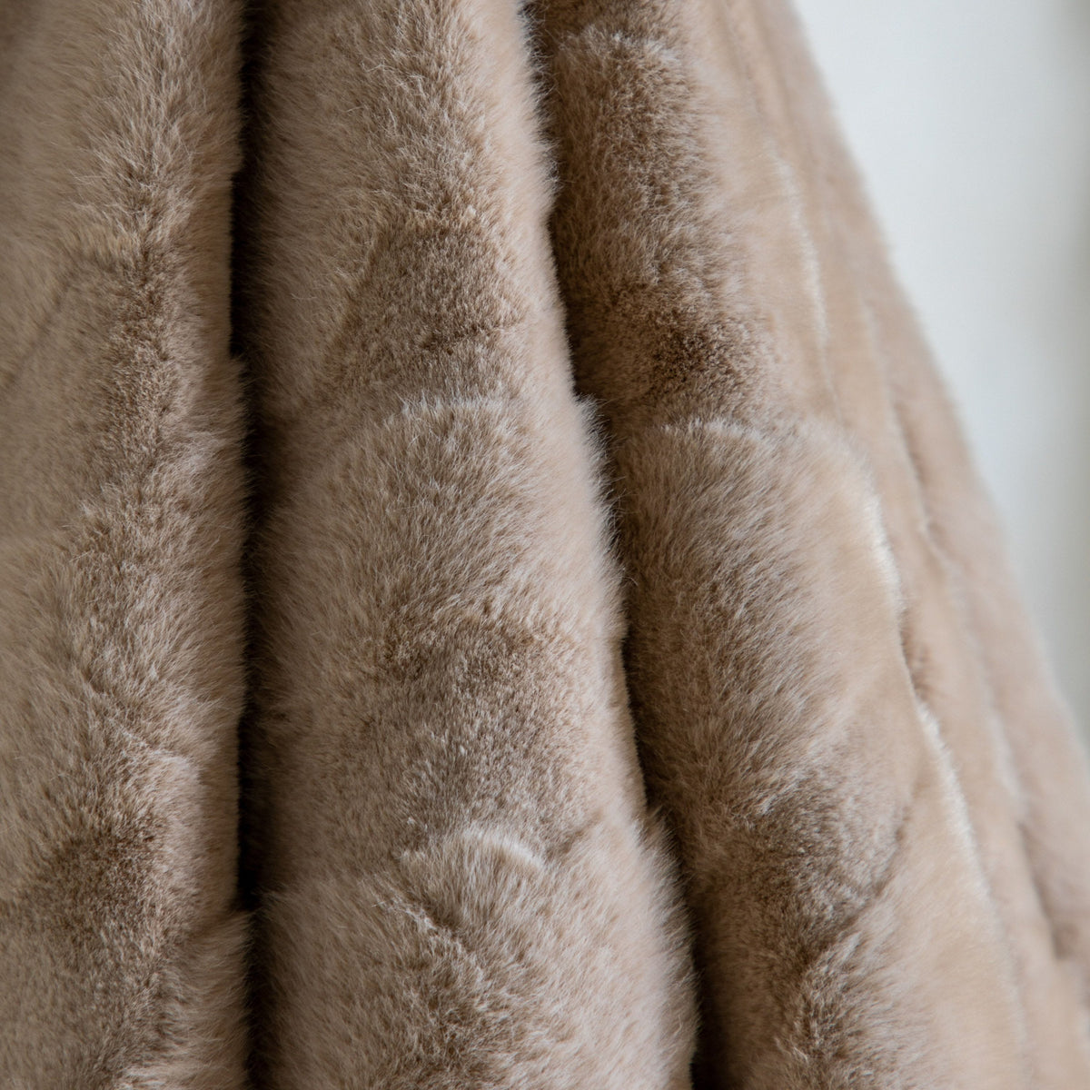 Chevron Rabbit Fur Throw Mink.