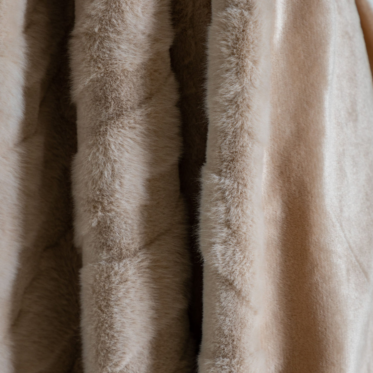 Chevron Rabbit Fur Throw Mink.